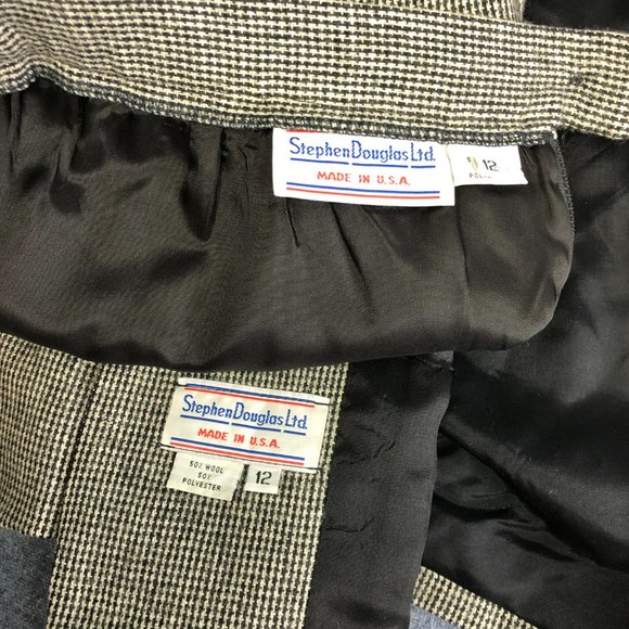 Vintage Stephan Douglas Wool Polyester Bland Skirt Suit w Lime Green Shirt - Picture 6 of 11